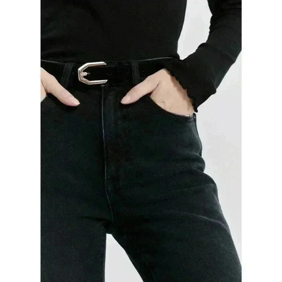 Something Navy High Waisted Bell Bottom Jeans Flare Bootcut Washed Black Denim 4 - Picture 3 of 12